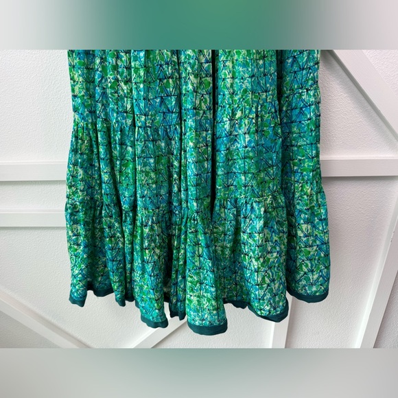 Soft Surroundings Kara Tiered Short Sleeve Maxi Dress Green Geo Batik Size XL - Picture 5 of 10